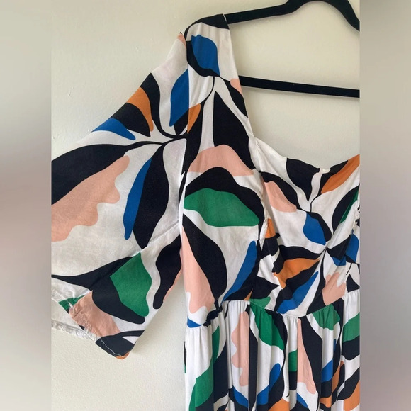 eloquii jumpsuit short sleeve wide leg leaf print back zip rayon size 14 - Picture 5 of 10